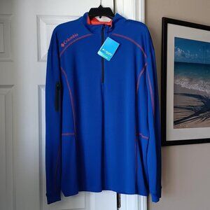 COLUMBIA Men's Pullover Quarter Zip Blue/Orange Sz Xtra Large NEW